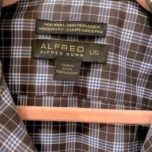🌷 Alfred Sung🌷Plaid Button Down Classic Shirt